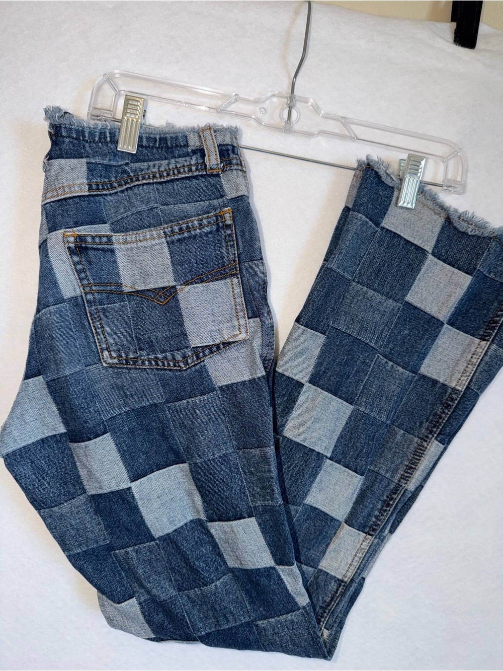 Vintage Zoey Beth Low Rise Patchwork Checkerboard Blue Jeans